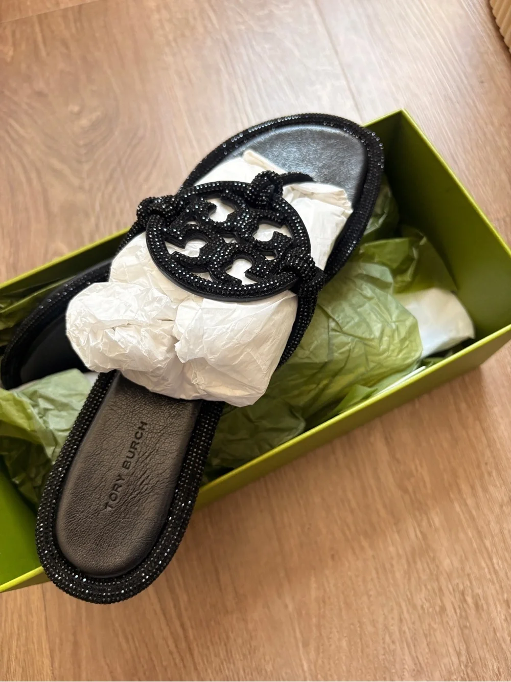 Tory Burch Black Embellished Miller Slide Sandal